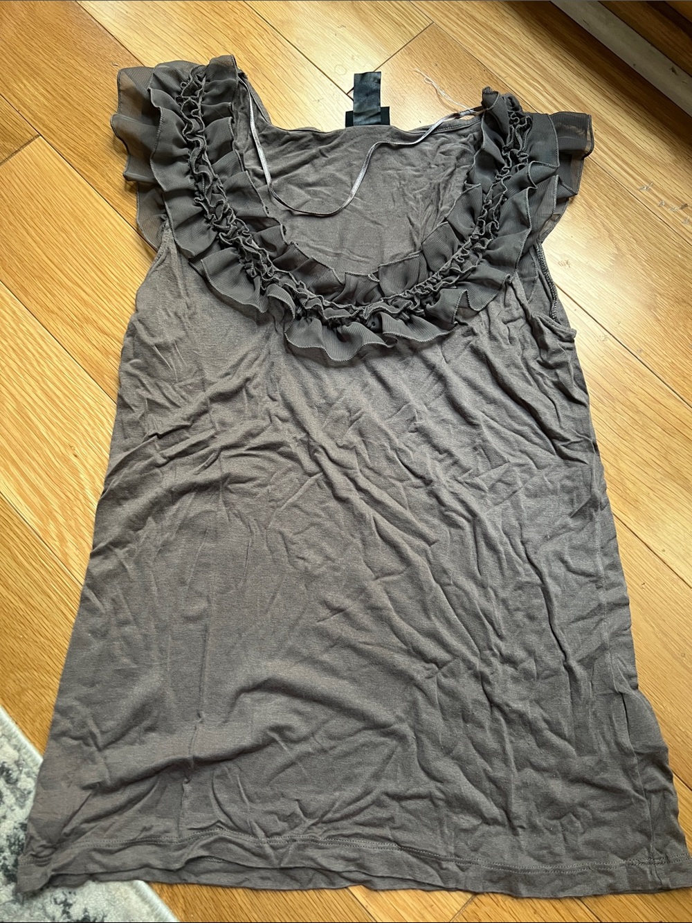 H&M Brown Ruffle-Trim Sleeveless Tank
